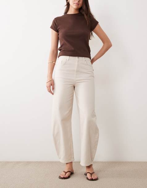 Vaqueros blanco hueso de pernera barrel tapered de New Look - view 1