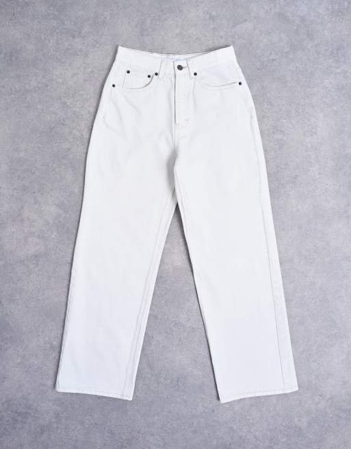 Vaqueros blanco hueso de talle medio Column de Topshop, 6 de 7