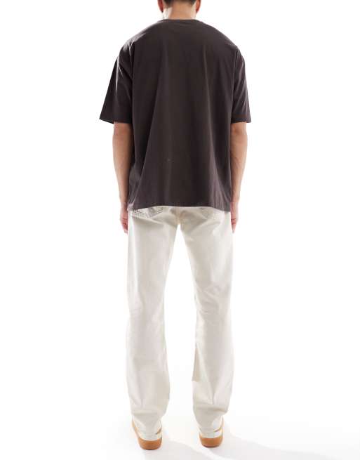 Vaqueros blanco hueso lavado de corte recto estándar de Calvin Klein Jeans, 2 de 5