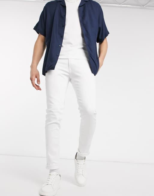 Vaqueros blancos ajustados de Jack & Jones Intelligence