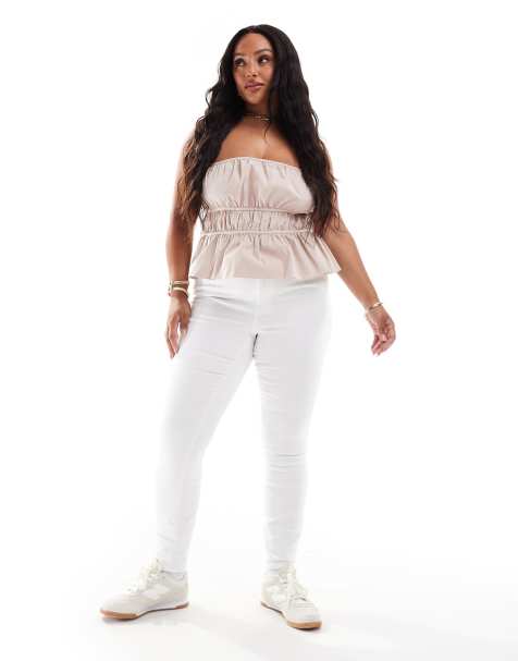 Vaqueros blancos de corte pitillo y talle alto de Vero Moda Curve - view 1