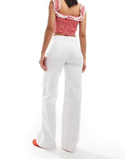 Vaqueros blancos de talle alto y pernera ancha Blush de ONLY, 3 de 5