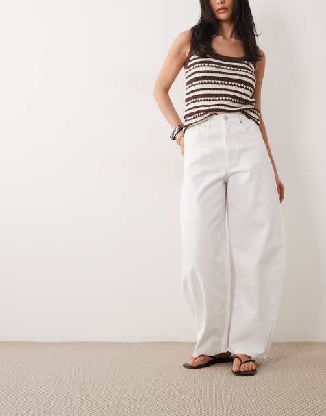 Vaqueros blancos de talle alto y pernera barrel de ASOS DESIGN - view 1