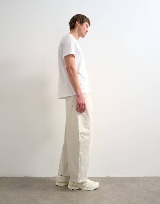 Vaqueros blancos rígidos de corte barrel de Topman, 3 de 7