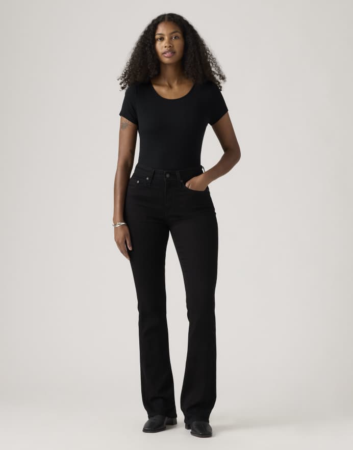 Levi's Vaqueros boot-cut de talle alto en negro 725