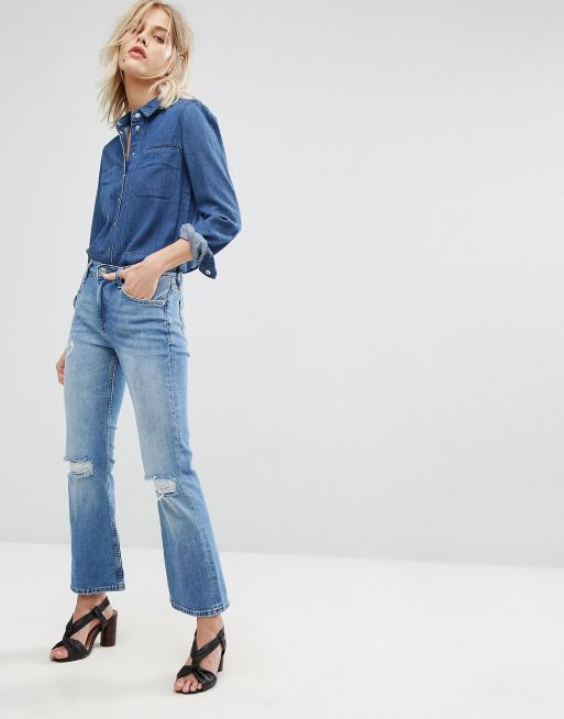 Vaqueros acampanados rotos en la rodilla Mango | ASOS