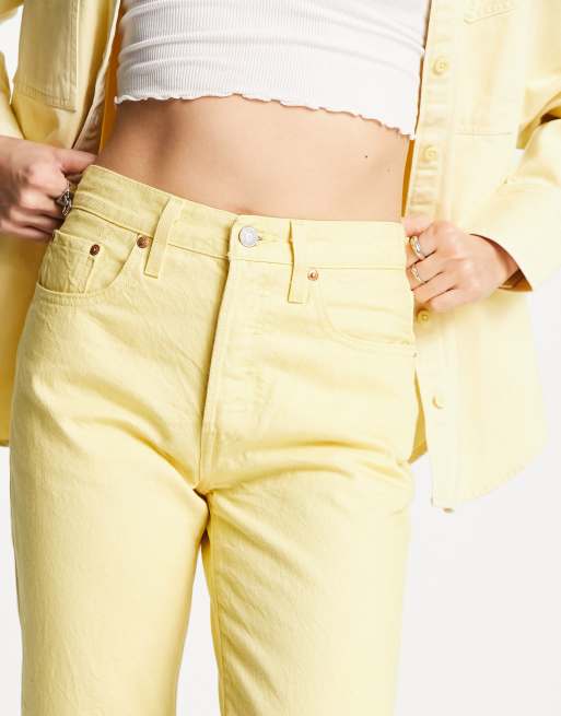 Vaqueros capri amarillos de corte recto de algodón 501 de Levi's Fresh, 3 de 4