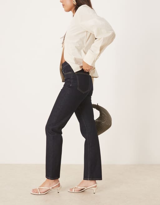 Vaqueros capri azul enjuagado de talle alto y corte recto slim de ASOS DESIGN, 2 de 5