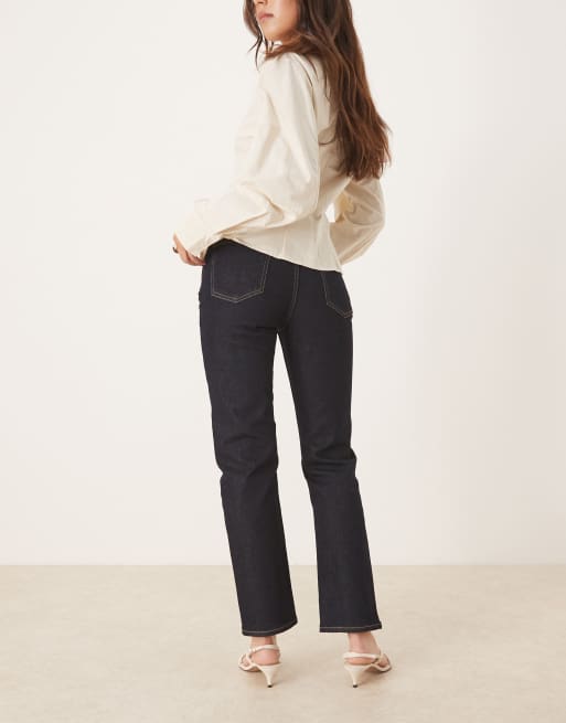 Vaqueros capri azul enjuagado de talle alto y corte recto slim de ASOS DESIGN, 3 de 5