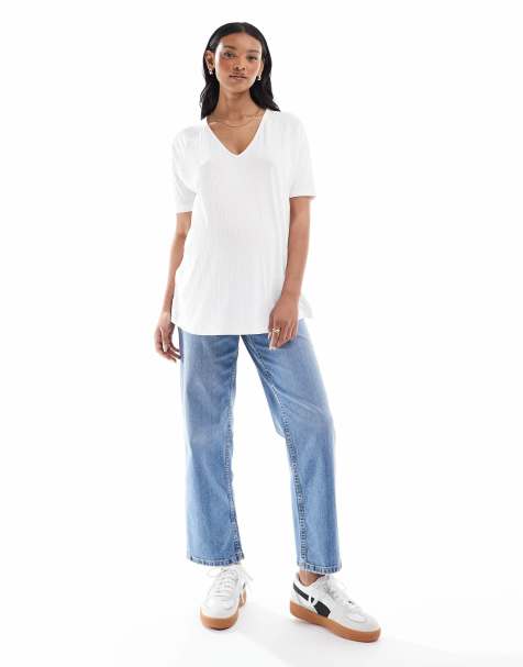 Vaqueros capri azul medio elásticos de pernera recta cómoda de ASOS DESIGN Maternity - view 1