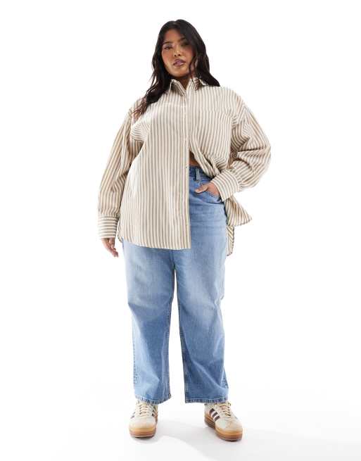 Vaqueros capri azul medio elásticos y cómodos de pernera recta de ASOS DESIGN Curve