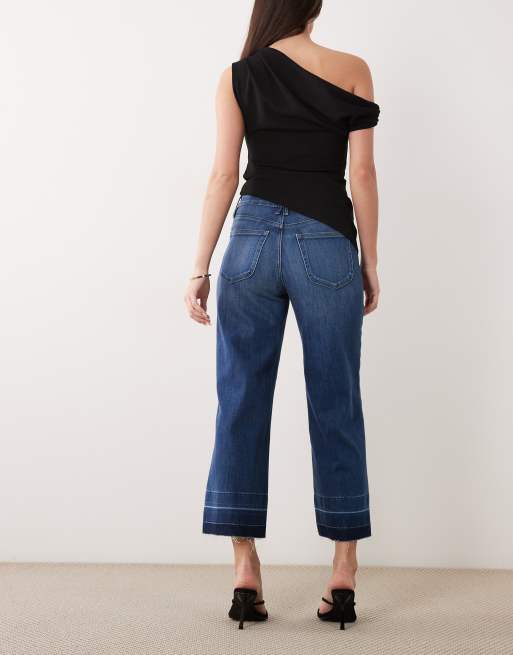 Vaqueros capri azules de corte palazzo con lavado medio Soft Tech Good Waist de Good American, 3 de 5
