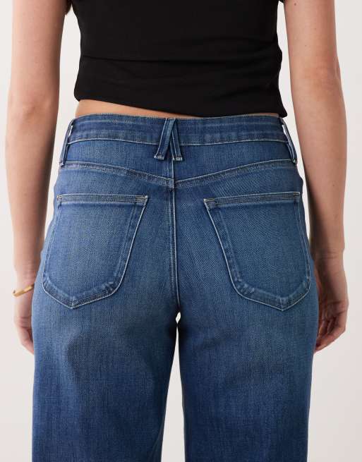Vaqueros capri azules de corte palazzo con lavado medio Soft Tech Good Waist de Good American, 5 de 5