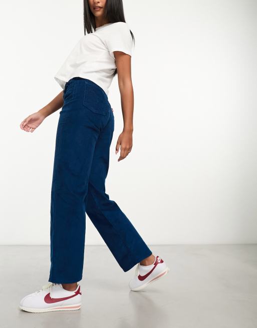 Vaqueros capri azules de talle muy alto y corte recto de pana Ribcage de Levi's