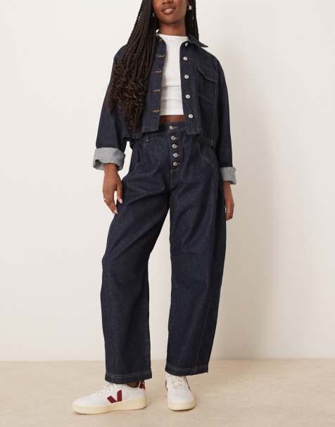 Vaqueros capri de pernera recta con bragueta con botones de ASOS DESIGN - view 1