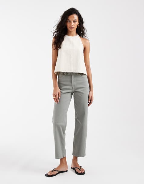 Vaqueros capri verde salvia elástico de pernera recta cómoda de ASOS DESIGN - view 1