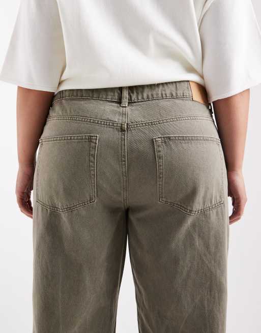 Vaqueros caquis de talle bajo y corte holgado de ASOS DESIGN Curve , 4 de 5