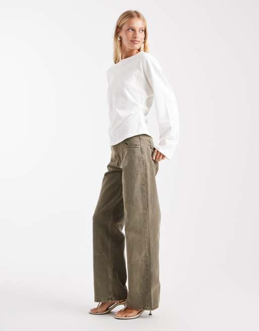 Vaqueros caquis de talle bajo y corte holgado de ASOS DESIGN , 3 de 5