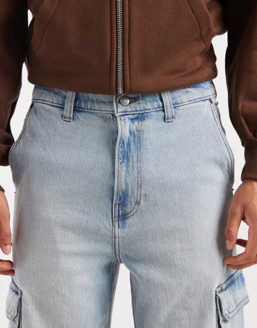 Vaqueros cargo azules muy holgados con lavado claro de Hollister, 4 de 5