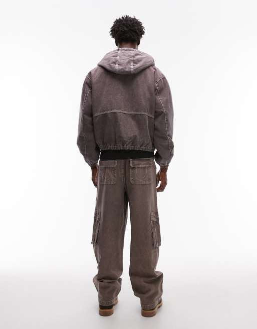 Vaqueros cargo marrón lavado holgados Big T de True Religion, 3 de 5