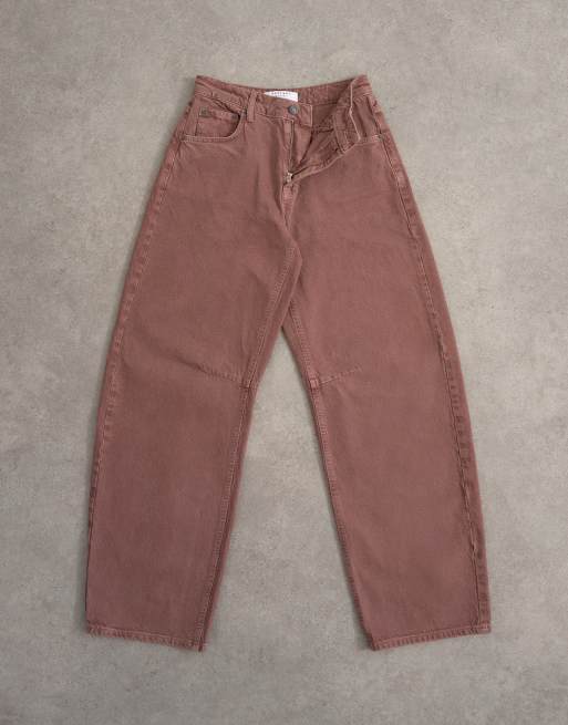 Vaqueros color berenjena de talle medio Barrel de Topshop, 6 de 7
