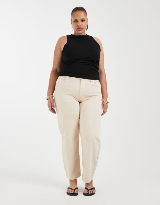 Vaqueros color crudo de corte barrel de ONLY Curve