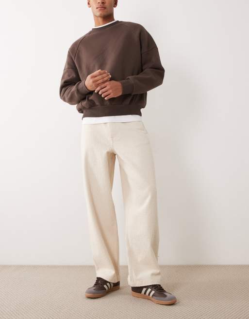 Vaqueros color crudo de corte recto suelto de tejido texturizado de ASOS DESIGN