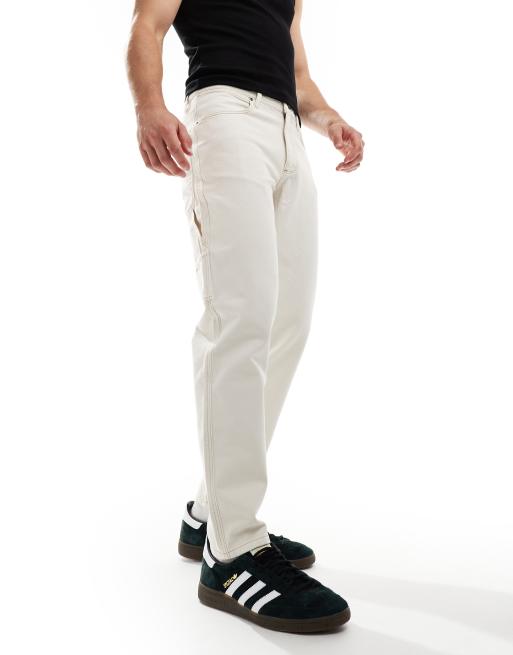 Vaqueros color crudo de corte tapered y estilo carpintero de ASOS DESIGN