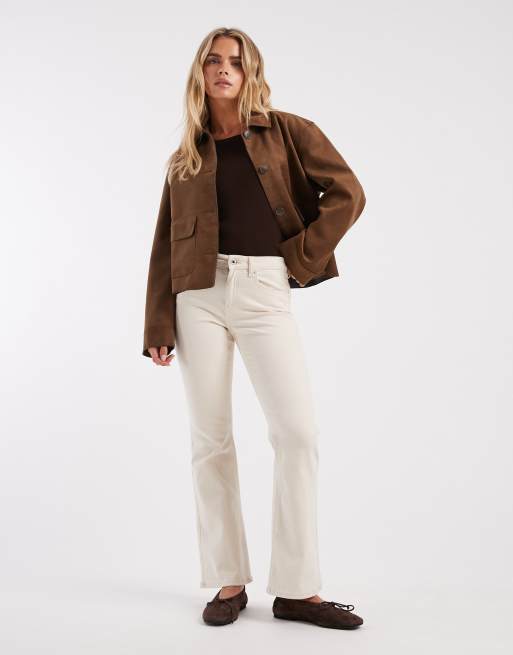 Vaqueros color crudo de talle alto y corte acampanado Blush de ONLY Petite