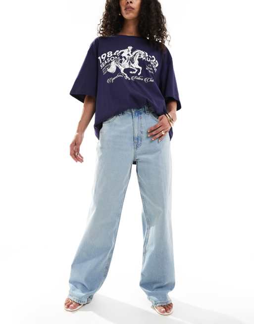 Vaqueros dad de pernera ancha con lavado claro de ASOS DESIGN