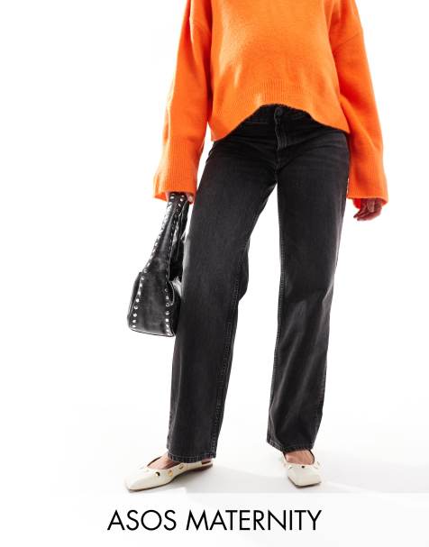 Vaqueros dad negro lavado de pernera ancha de ASOS DESIGN Maternity - view 1