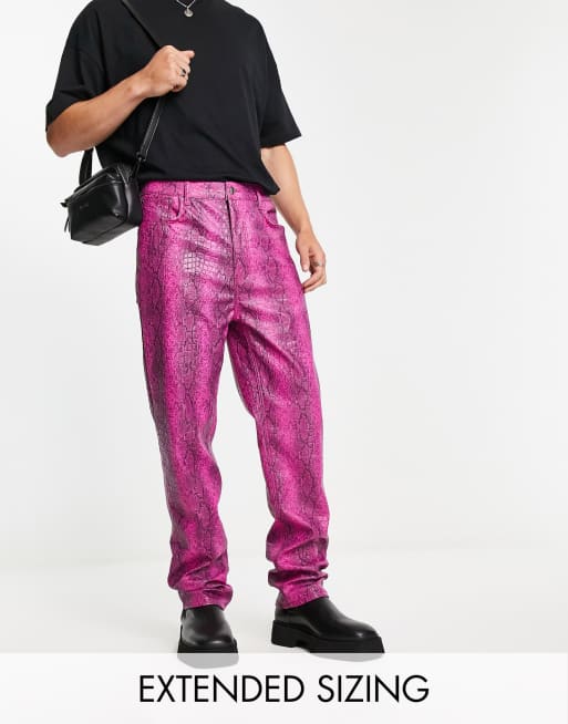 Vaqueros dad rosas estilo piel de cocodrilo de tejido efecto cuero de ASOS DESIGN
