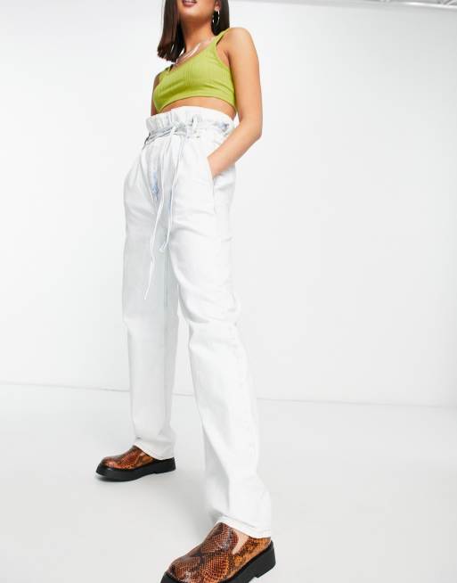 Vaqueros dad superdescoloridos de talle alto y pernera ancha de Topshop 