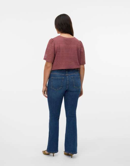 Vaqueros de campana azul oscuro de Vero Moda Curve, 4 de 4