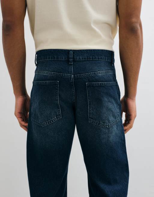Vaqueros de campana azules de corte ancho con lavado oscuro de ASOS DESIGN, 3 de 10