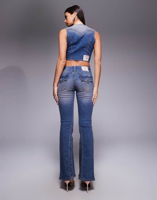 Vaqueros de campana azules de talle bajo con lavado oscuro Joey de True Religion, 2 de 5