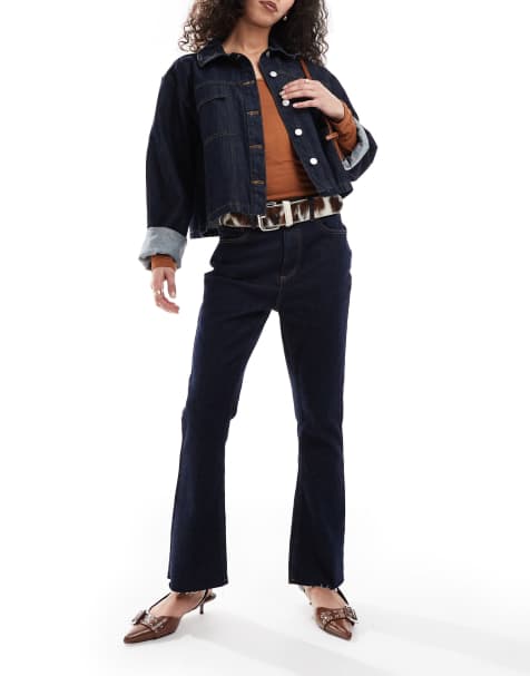 Vaqueros de campana capri azul añil con bajos deshilachados de ASOS DESIGN - view 1