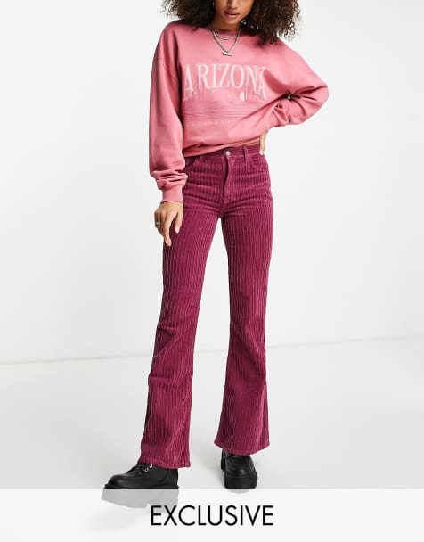 Vaqueros de campana color frambuesa estilo año 99 de pana de Reclaimed Vintage - view 1