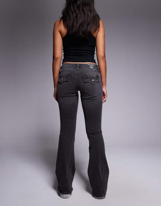 Vaqueros de campana gris carbón de talle bajo con bolsillo con solapa Joey de True Religion, 2 de 5