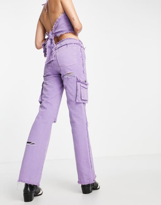 Conjunto vaquero morado pantalones de campana y top para festivales COLLUSION ASOS