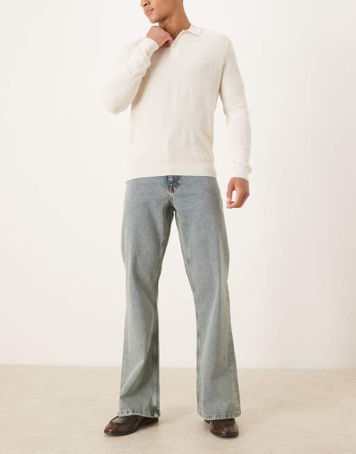 Vaqueros de corte ancho acampanado con lavado azul claro y tintado vintage de ASOS DESIGN