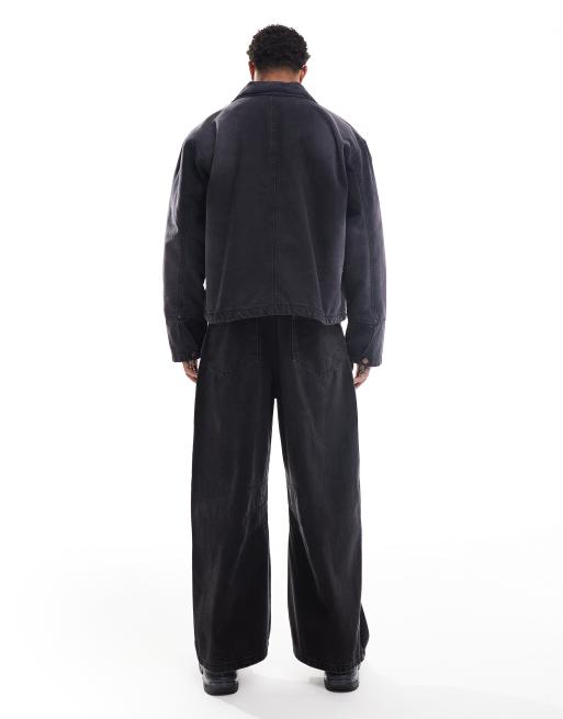 Vaqueros de corte barrel con lavado negro y detalle de costuras de ASOS DESIGN, 2 de 5