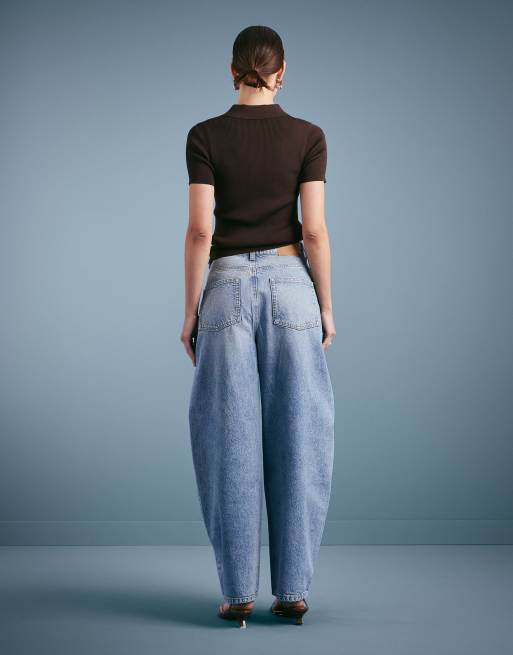 Vaqueros de corte barrel y talle alto con lavado pálido envejecido de ASOS DESIGN, 2 de 5