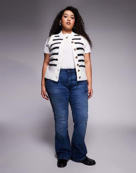 Vaqueros de corte bootcut con lavado azul oscuro medio de ASOS DESIGN Curve - view 1