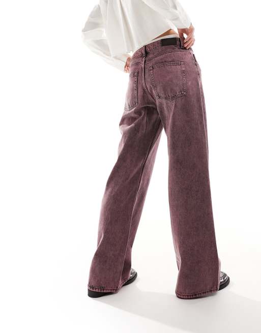 Vaqueros de corte holgado y talle bajo con estampado moteado lavado rosa Naoki de Rise, 5 de 5