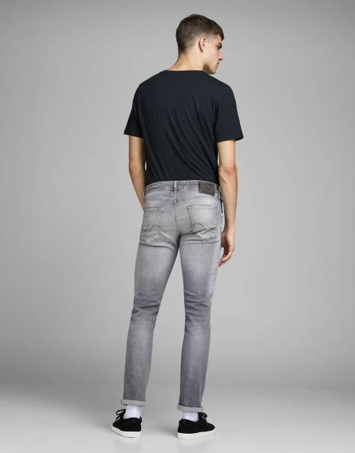 Vaqueros de corte pitillo con lavado gris descolorido Icon de Jack & Jones