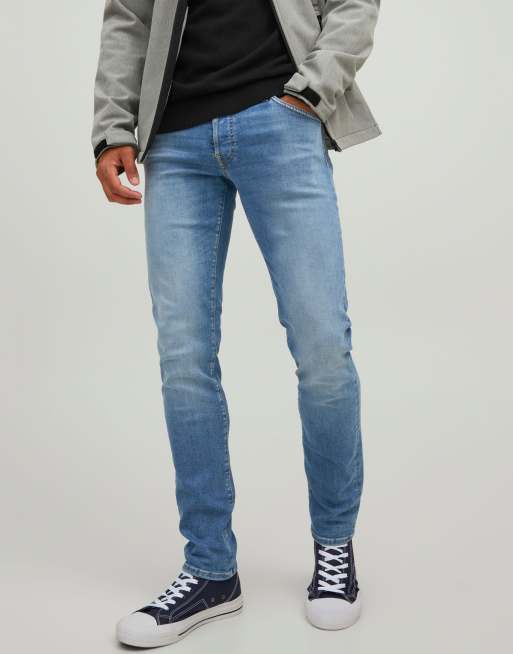 Vaqueros de corte pitillo con lavado medio descolorido Fox de Jack & Jones
