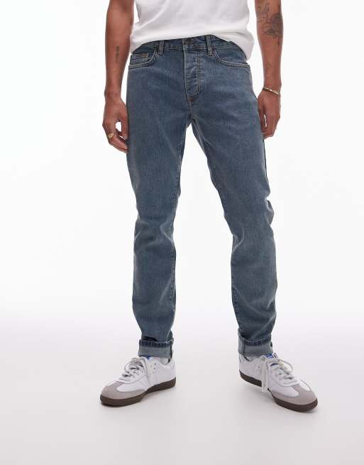 Vaqueros de corte pitillo con lavado medio vintage de Topman