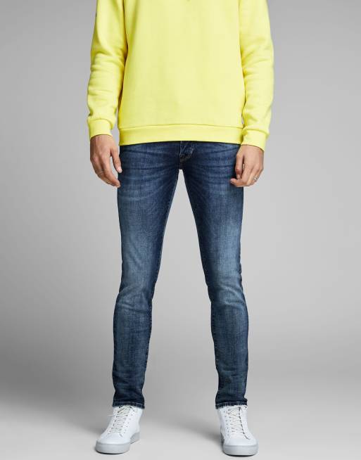 Vaqueros de corte pitillo con lavado oscuro descolorido Icon de Jack & Jones