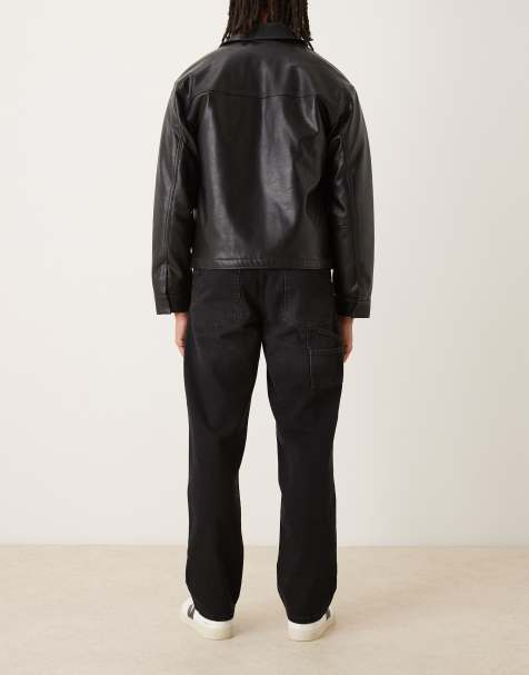 Vaqueros de corte recto con lavado negro y detalles estilo carpintero de ASOS DESIGN - view 1